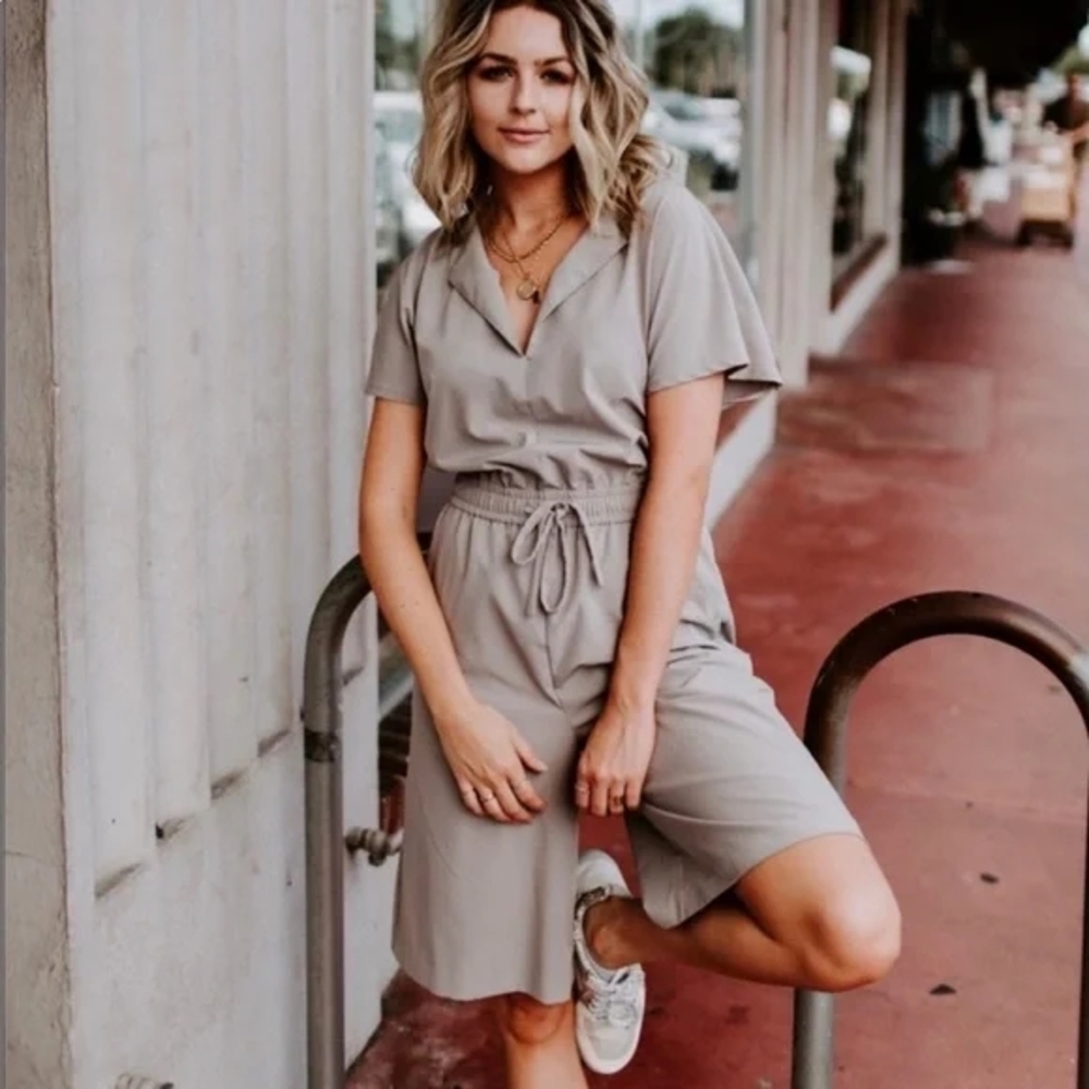 Prologue Gray Short Sleeve Jumpsuit